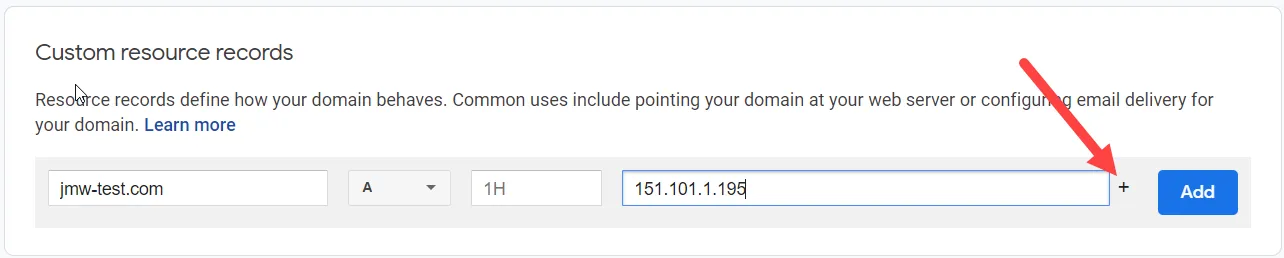 Google Domains Custom Resource Add